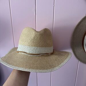Stylish Tan and White Straw Hat